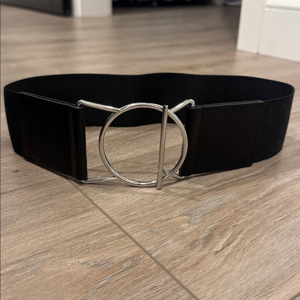 Calvin Klein statement stretch Black Belt with Silver Buckle